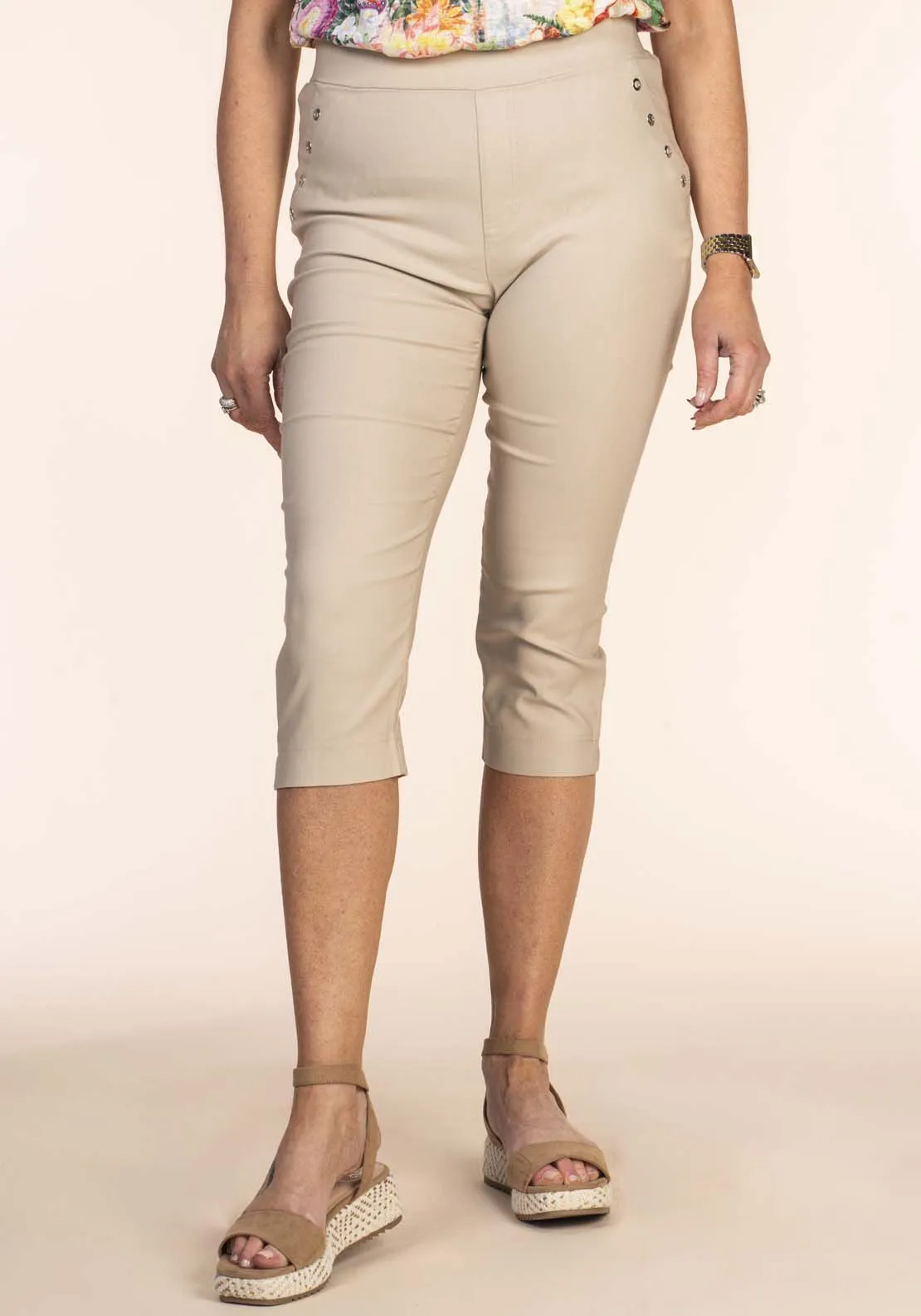 Taupe Pocket Eyelet Crop