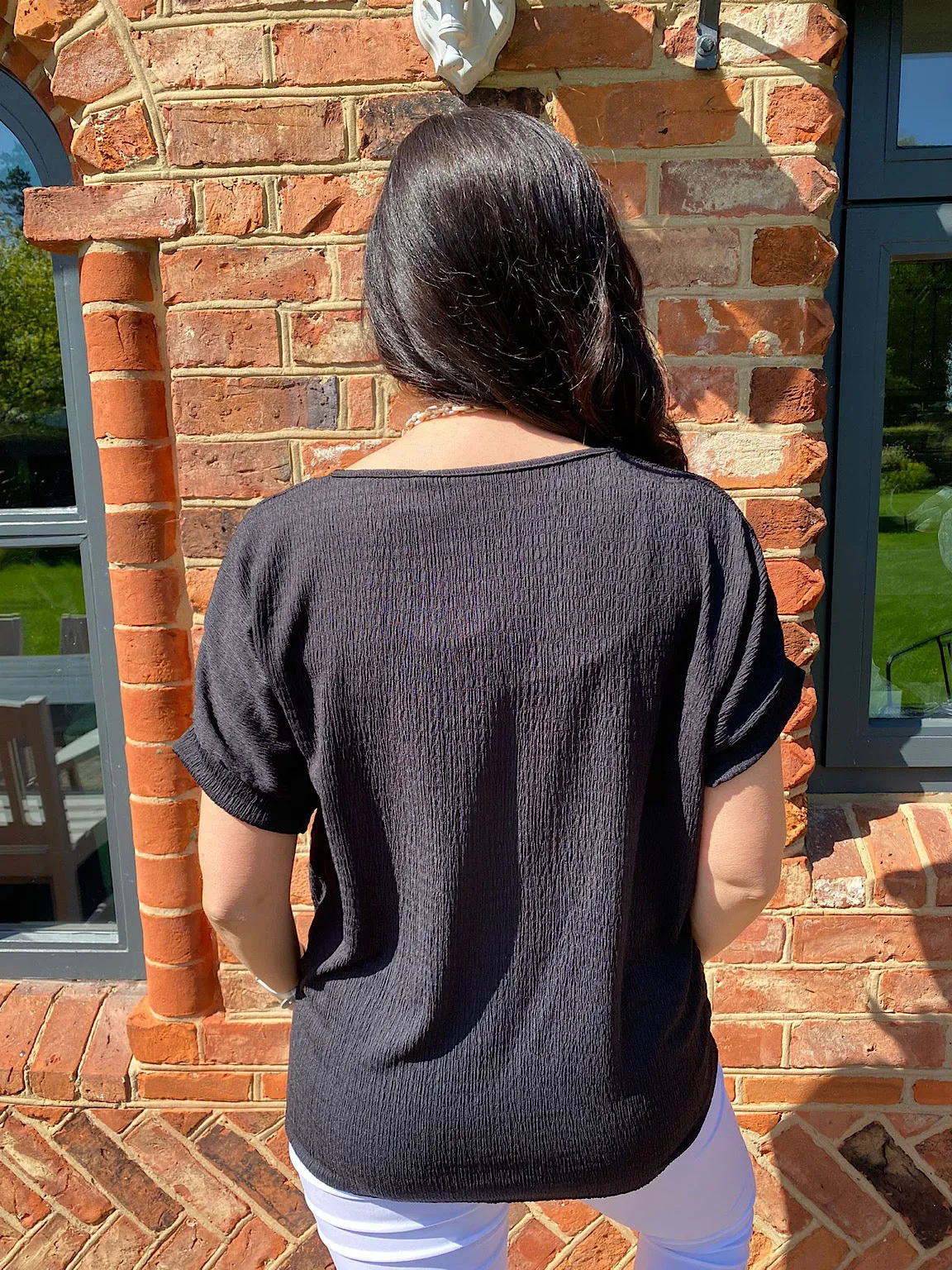 Textured Tie Front Blouse Frances