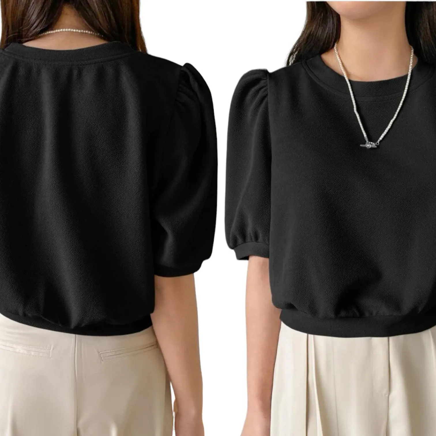 BLUSA Textured Stylish Puff Sleeve Top