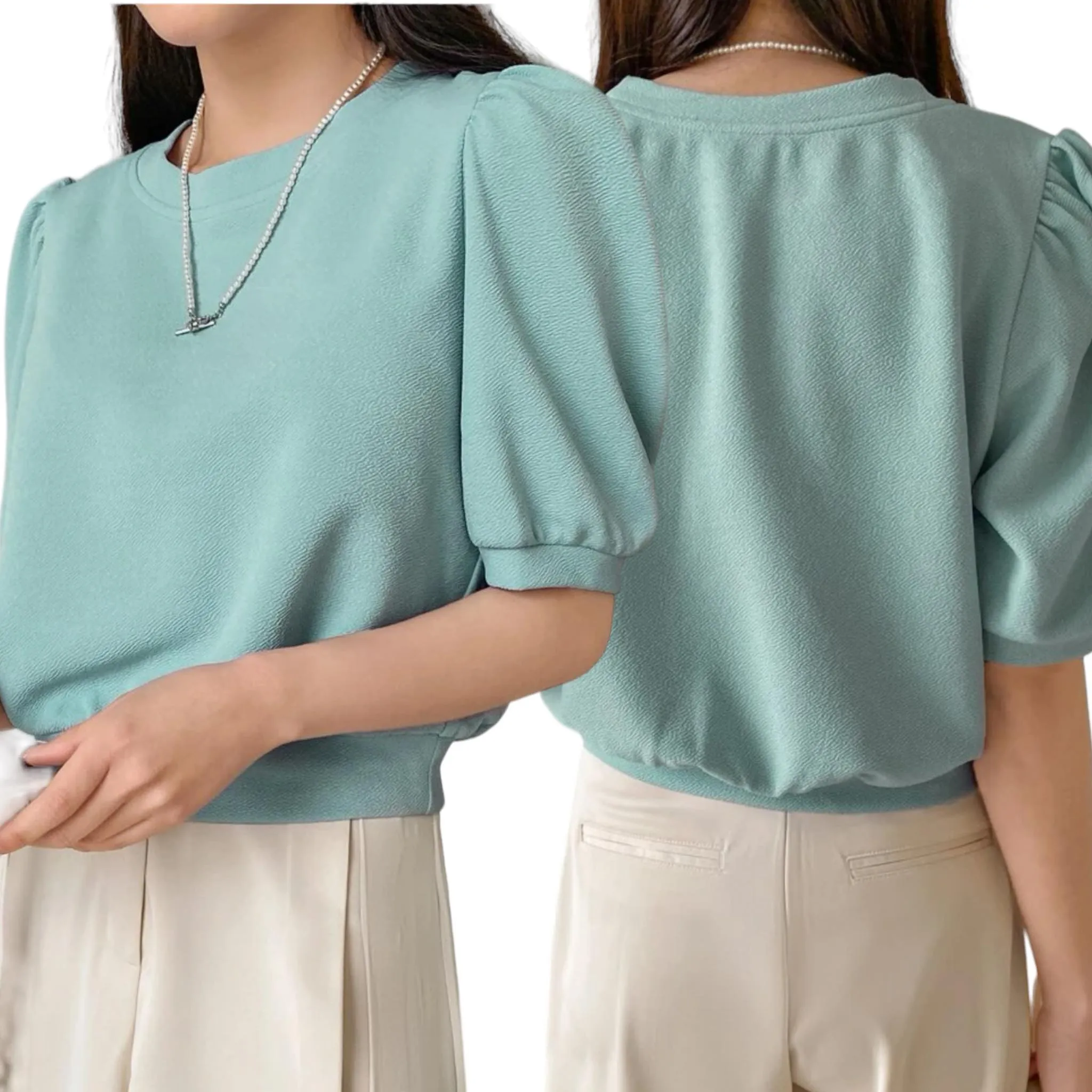 BLUSA Textured Stylish Puff Sleeve Top