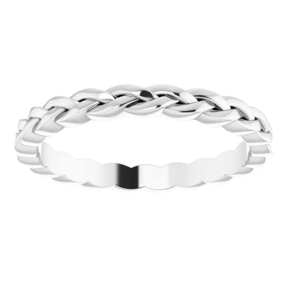 14K White Gold Woven Band Standard Fit 2mm