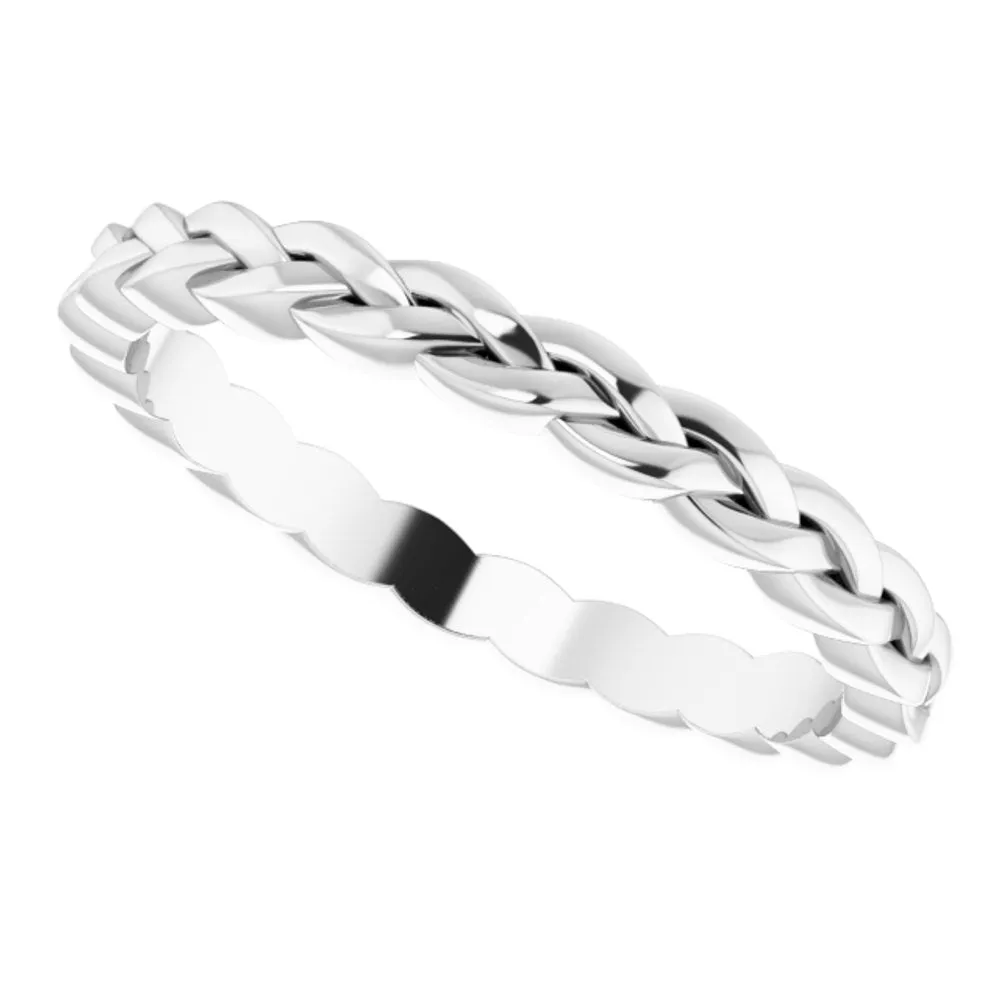 14K White Gold Woven Band Standard Fit 2mm