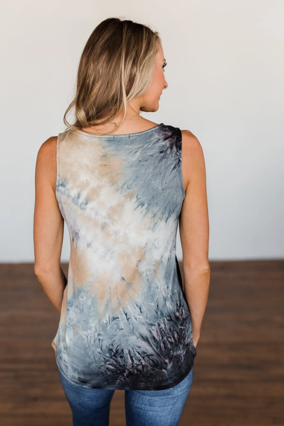 Tie Dye Tank Top- Charcoal, Tan, & Deep Navy