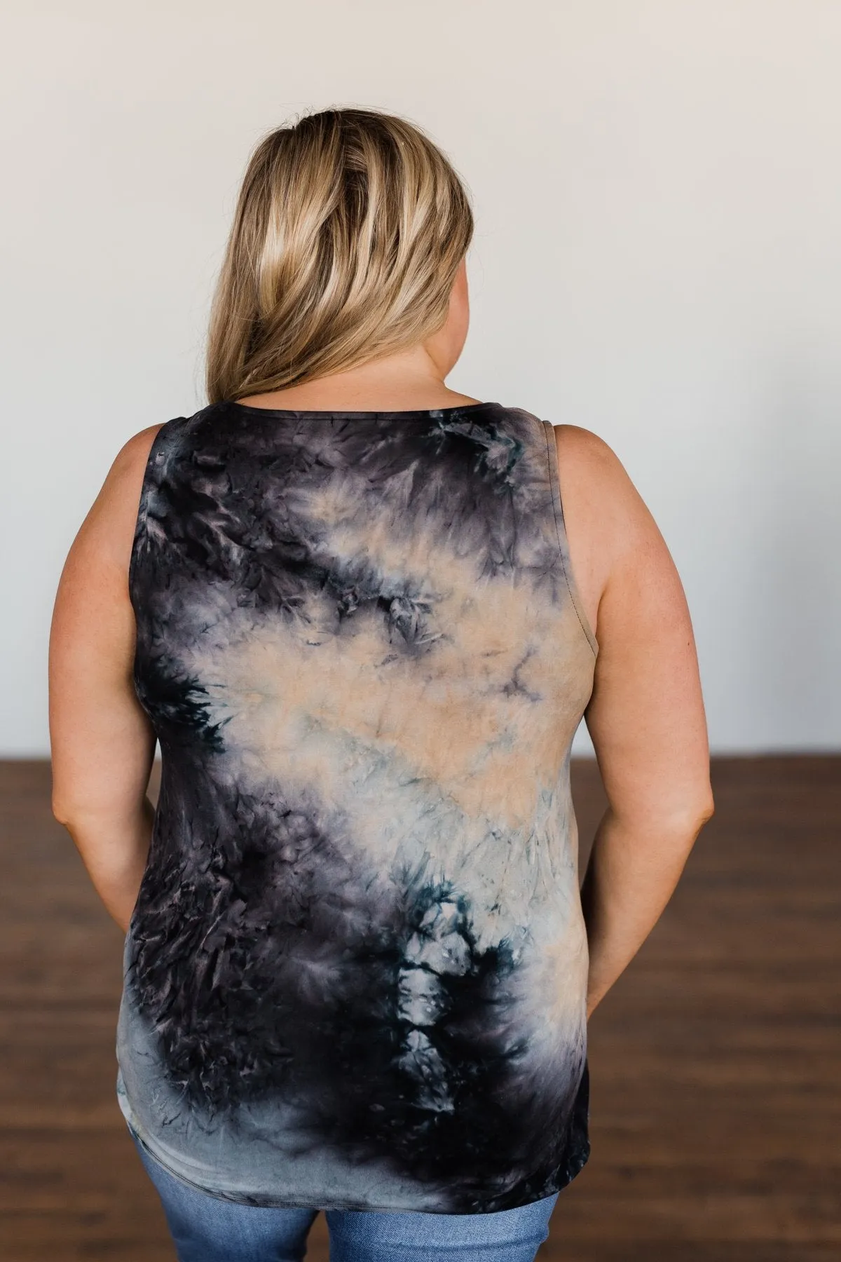 Tie Dye Tank Top- Charcoal, Tan, & Deep Navy