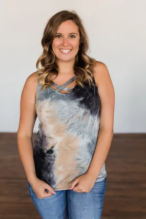 Tie Dye Tank Top- Charcoal, Tan, & Deep Navy