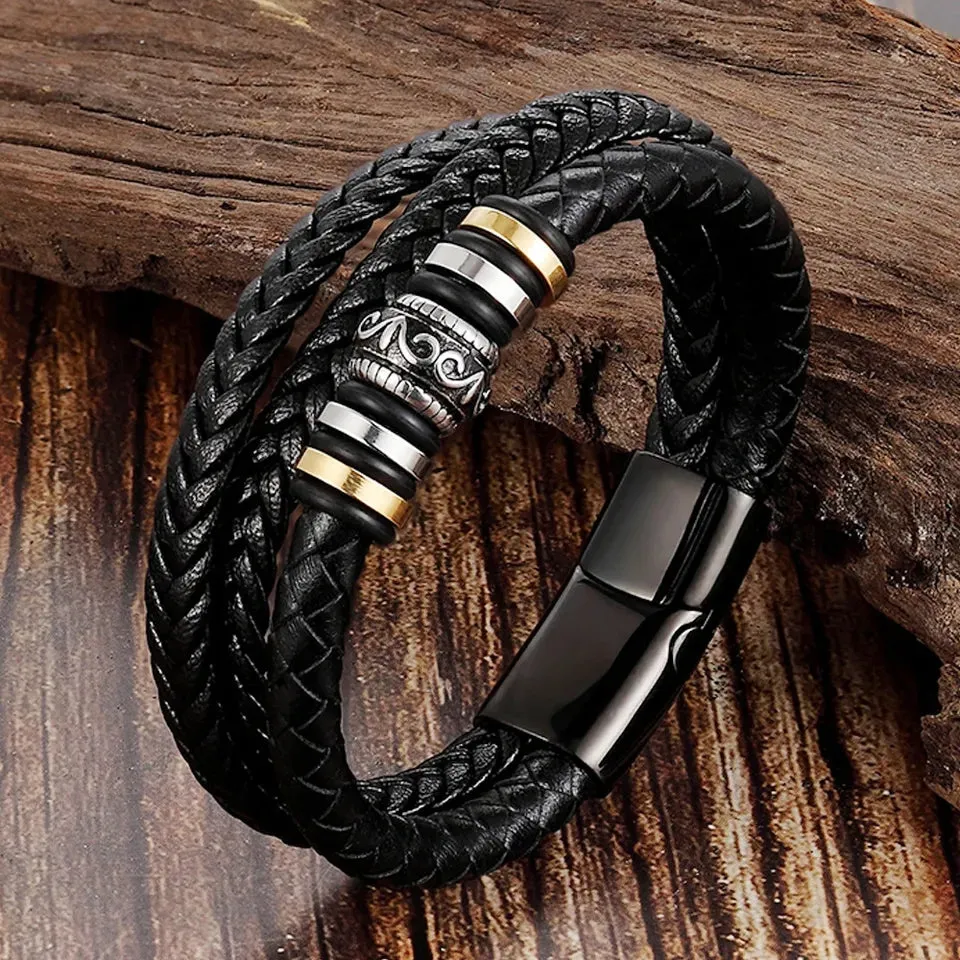 Heartfelt Son's Love Braided Leather Bracelet