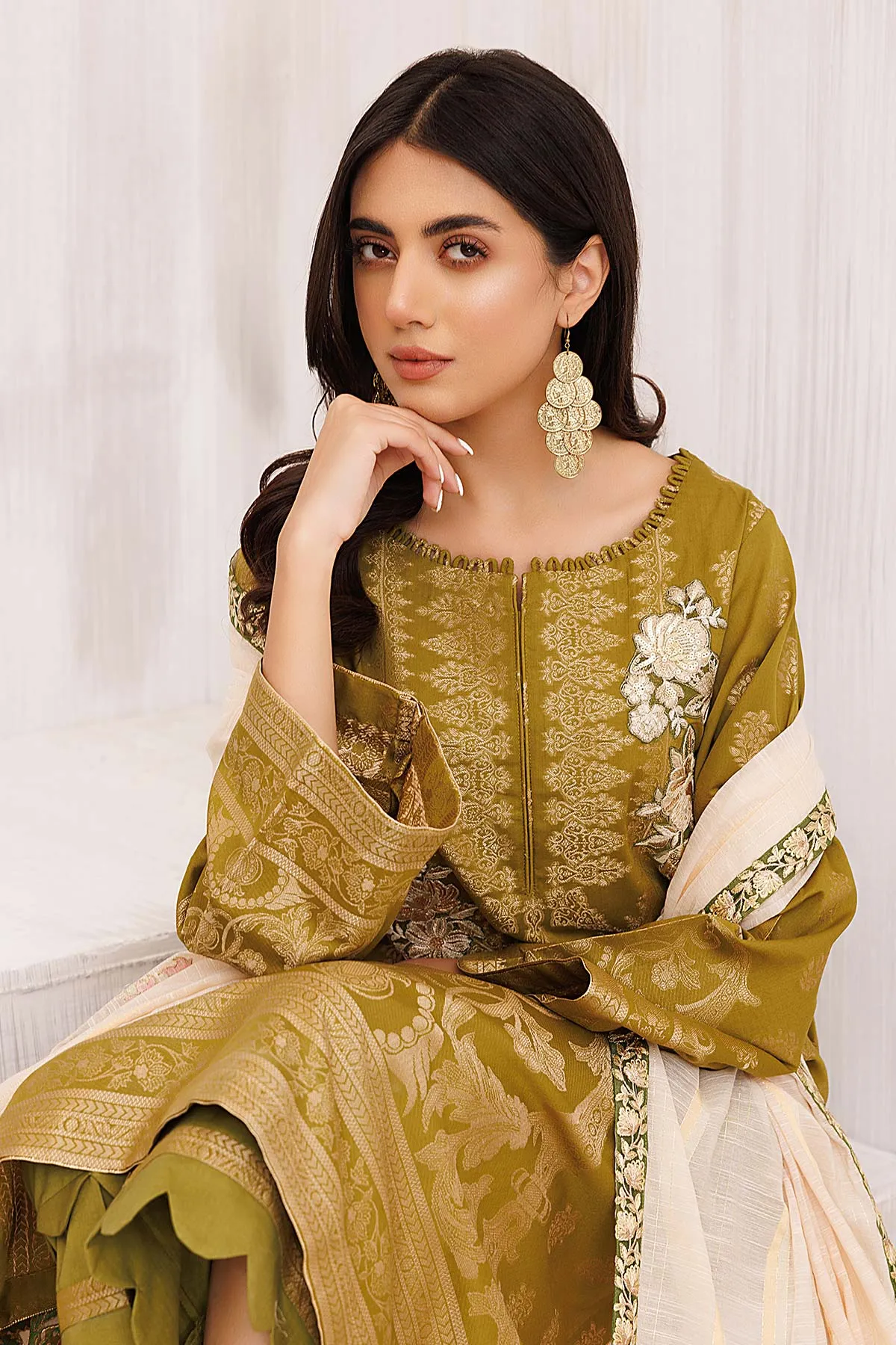 Charizma Embroidered Lawn Jacquard With Fancy Dupatta 3-Pc