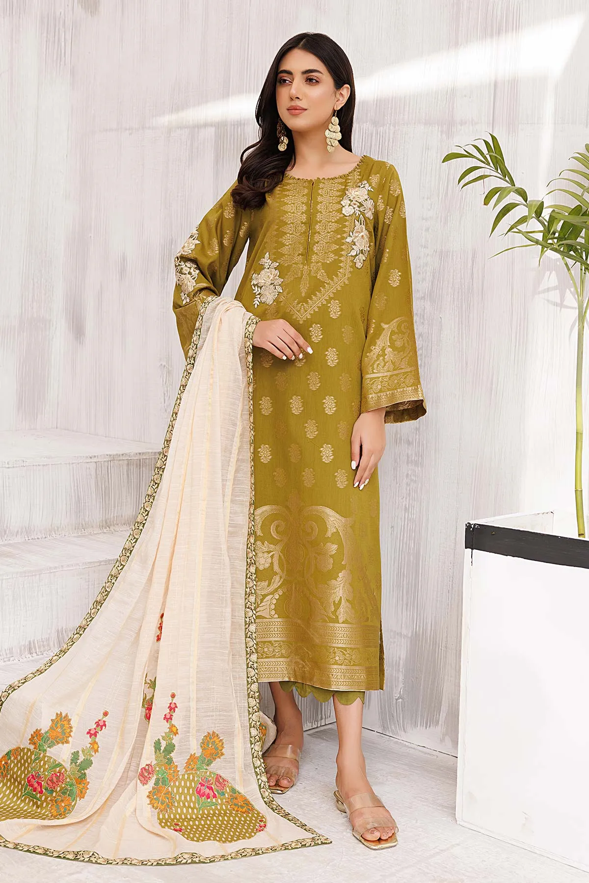 Charizma Embroidered Lawn Jacquard With Fancy Dupatta 3-Pc