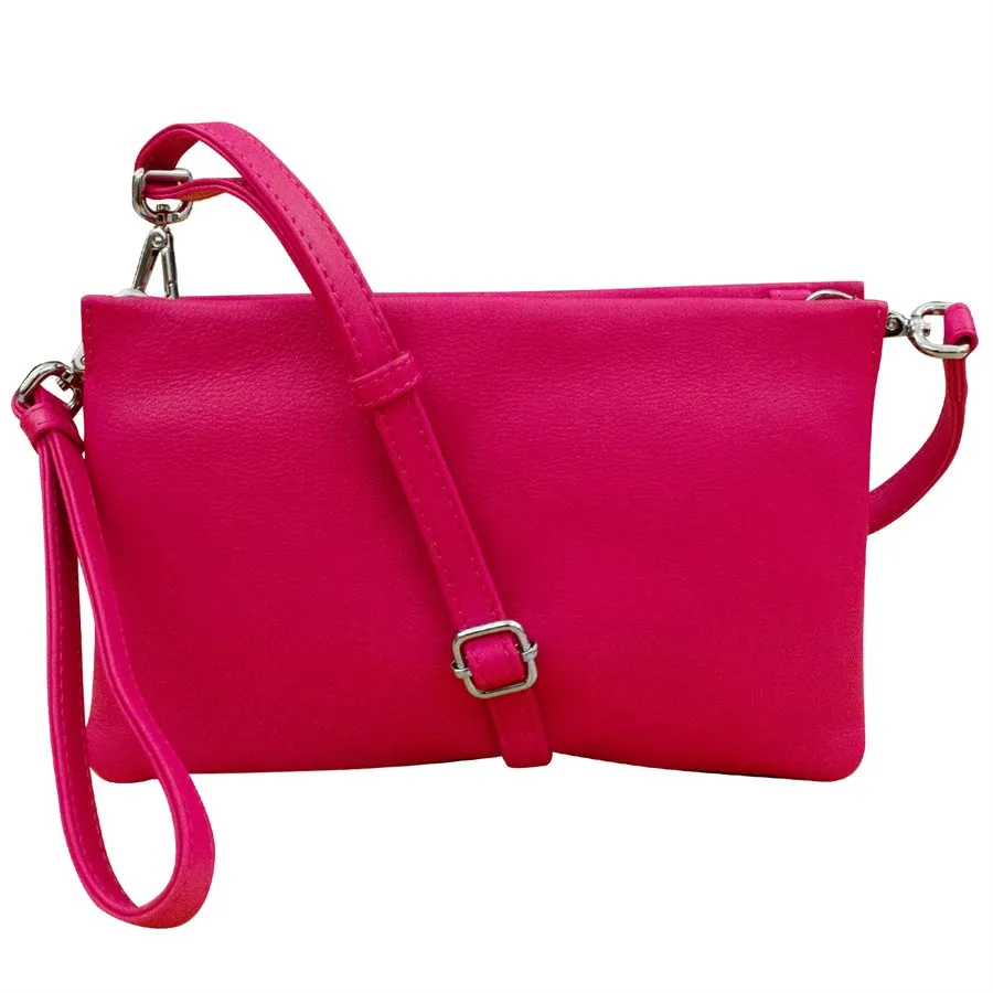 Triple Compartment Clutch in Indian Pink