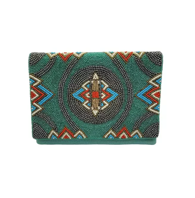 Turquoise Beaded Boho Western Clutch