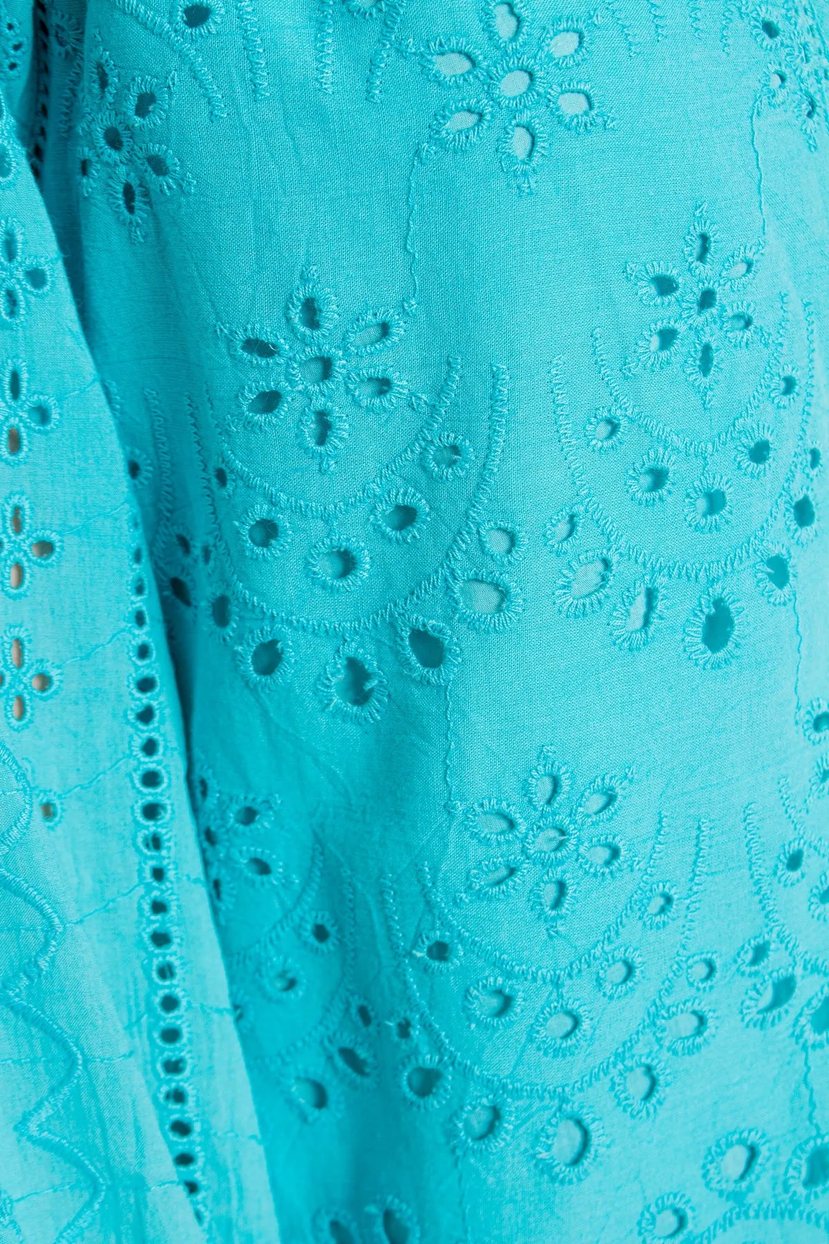 Turquoise Eyelet Mid-Length Dress