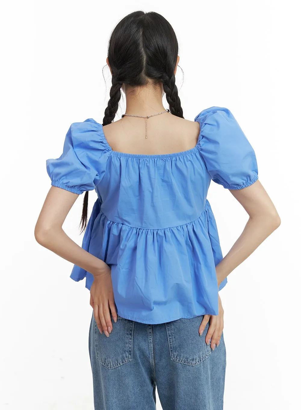 Puff Sleeve U Neck Blouse