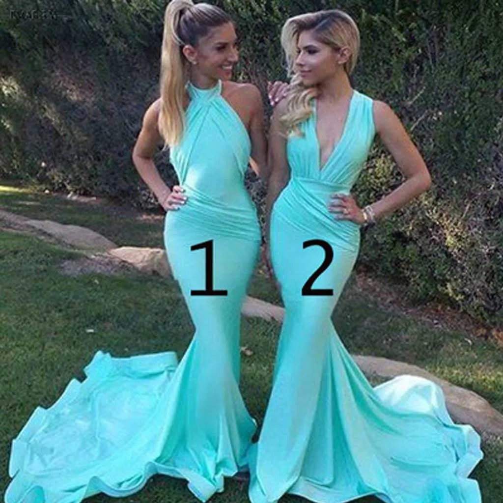 Chic Blue Mermaid Wedding Dress for Maid of Honor - WG097