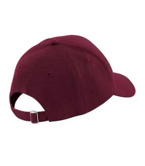 Unisex pro-style heavy brushed cotton baseball cap / headwear burgundy Beechfield