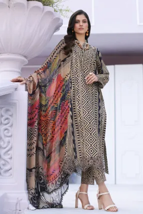 Embroidered Chiffon Dupatta with Unstitched Lawn Shirt & Trouser