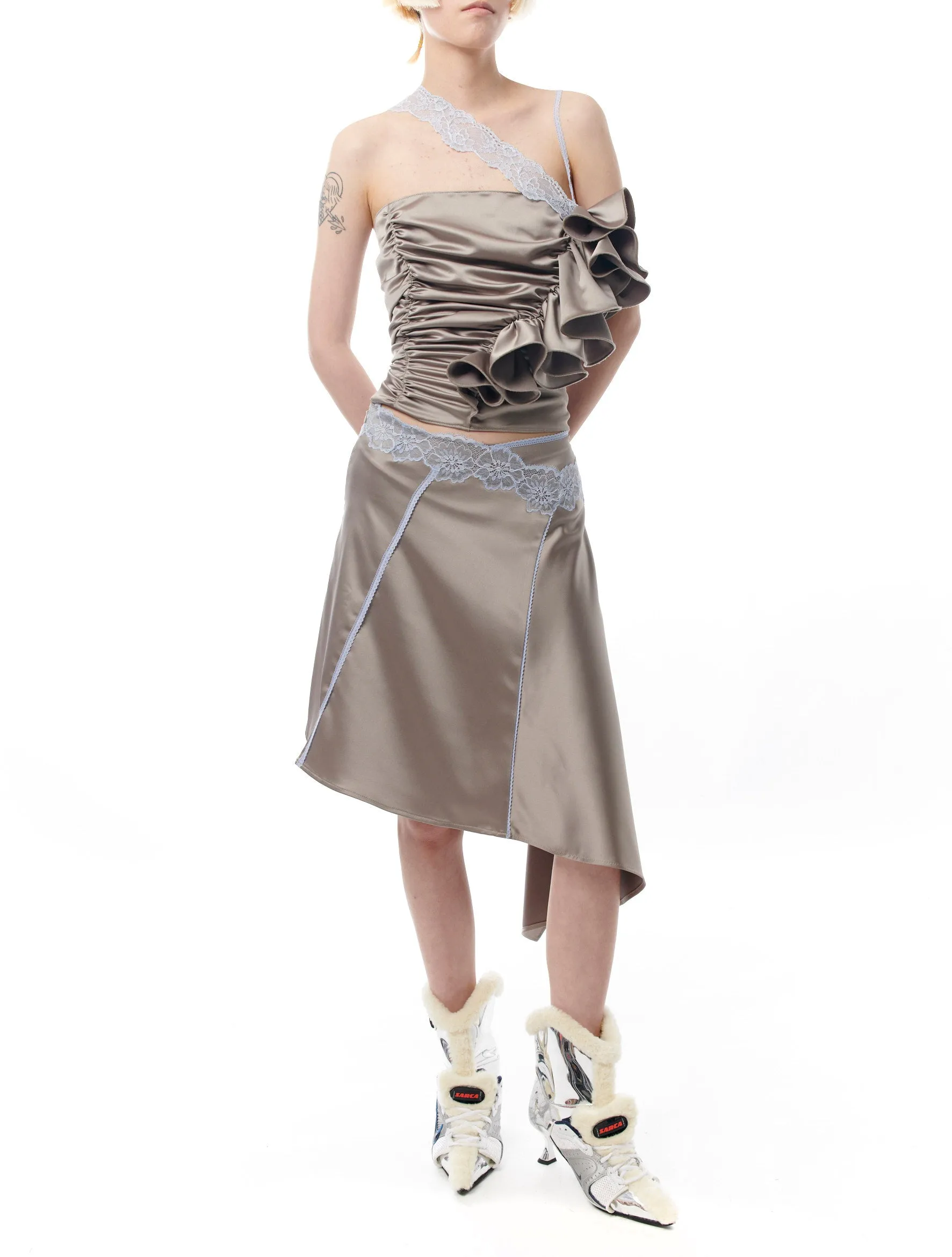 Stone Asymmetric Skirt