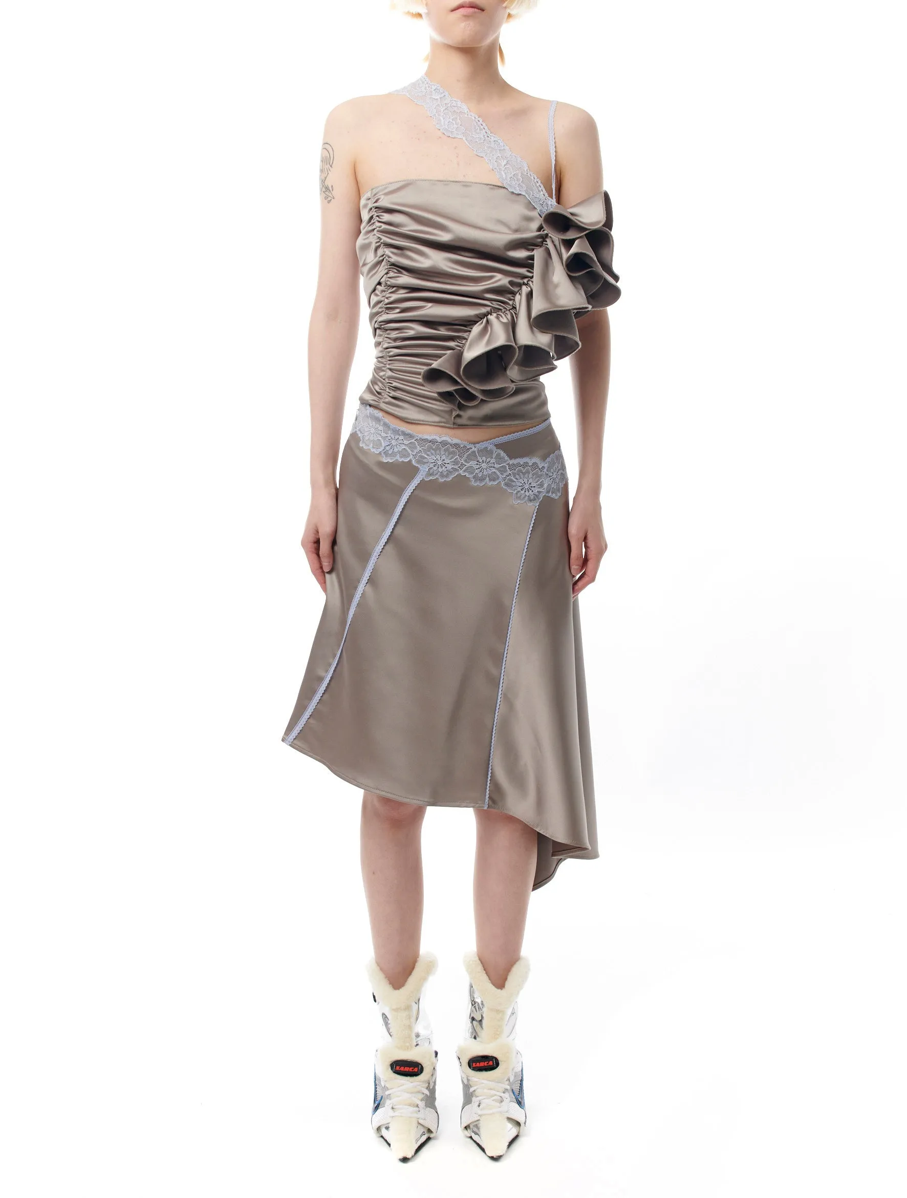 Stone Asymmetric Skirt