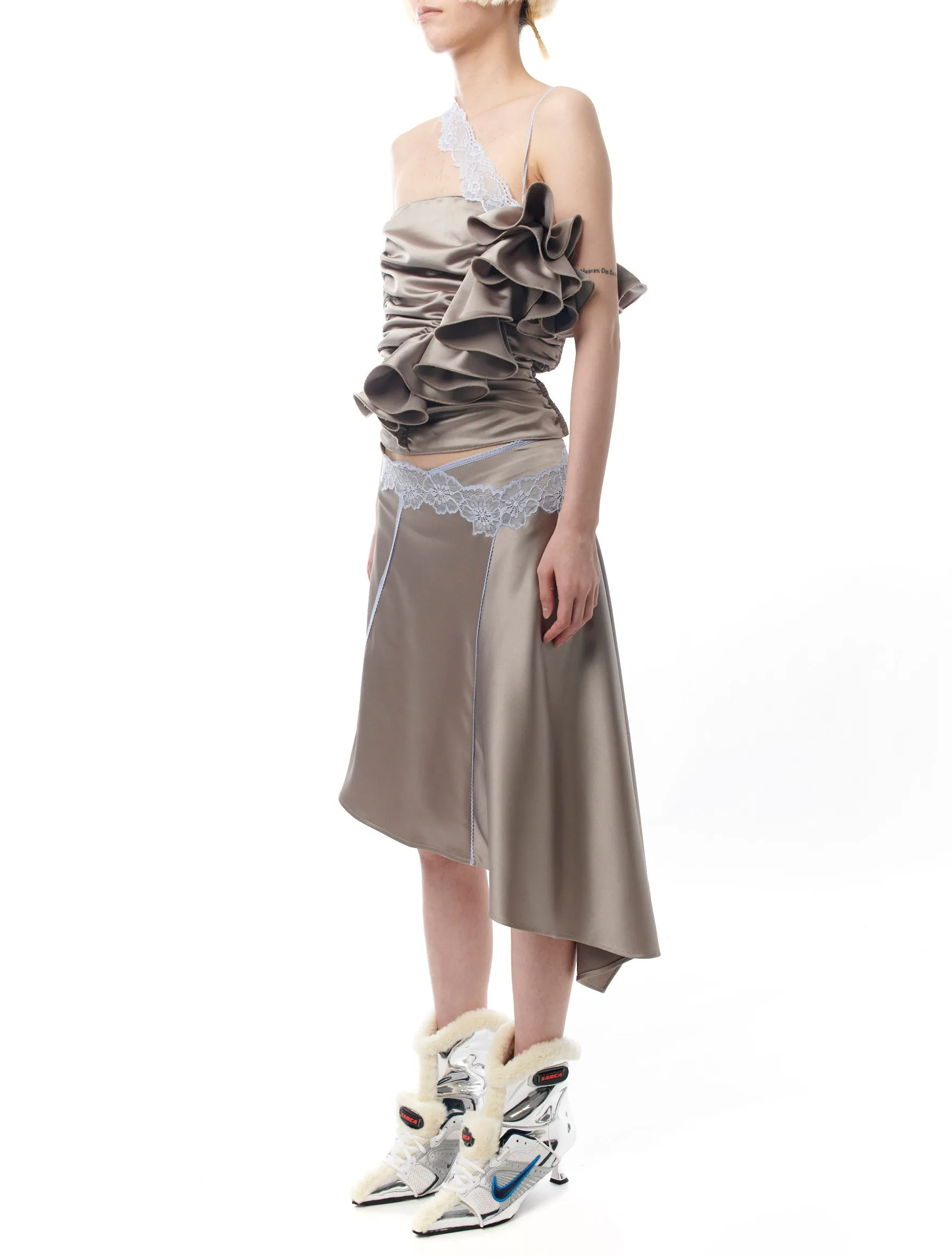 Stone Asymmetric Skirt