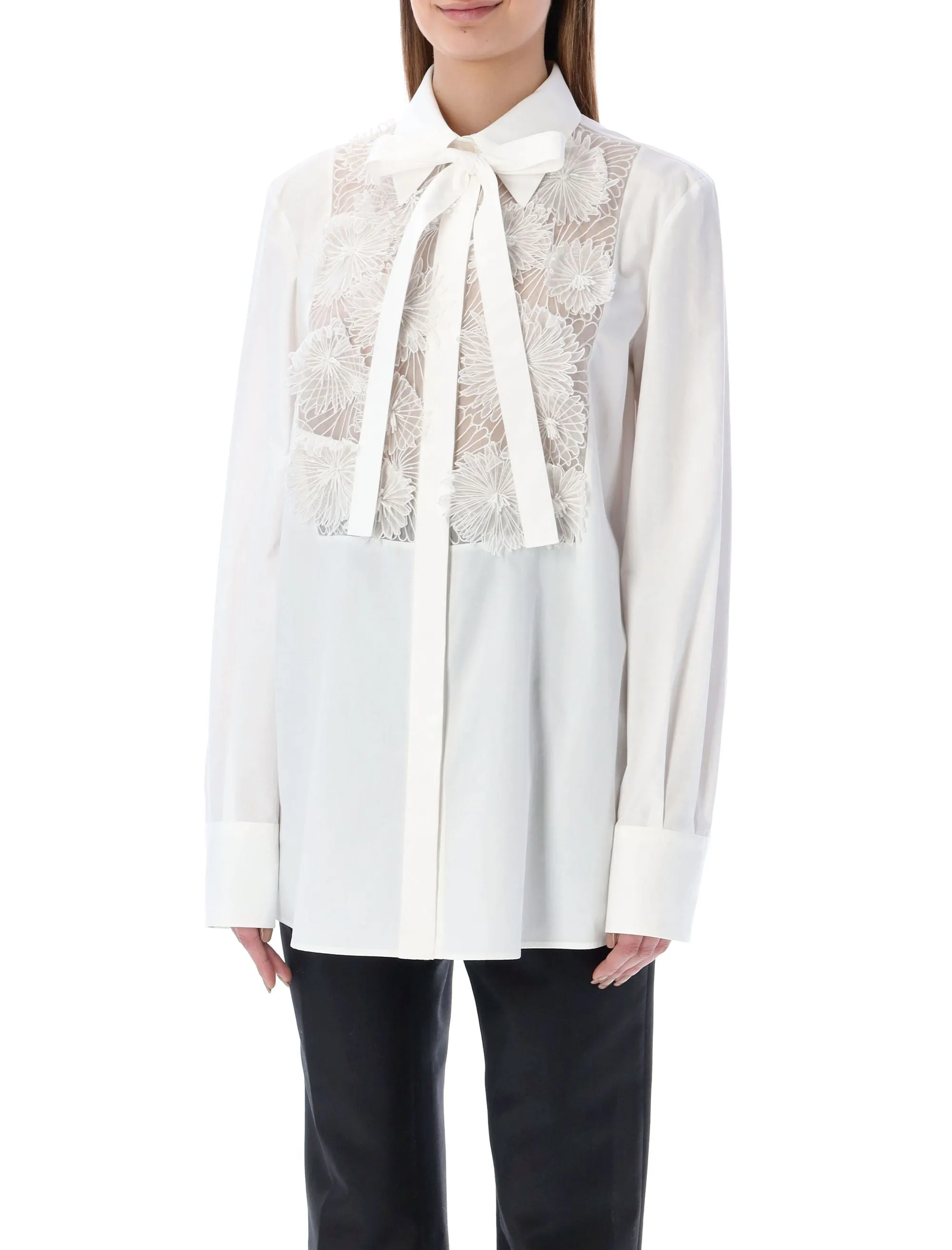 Tie-Front Embroidered Valentino Blouse