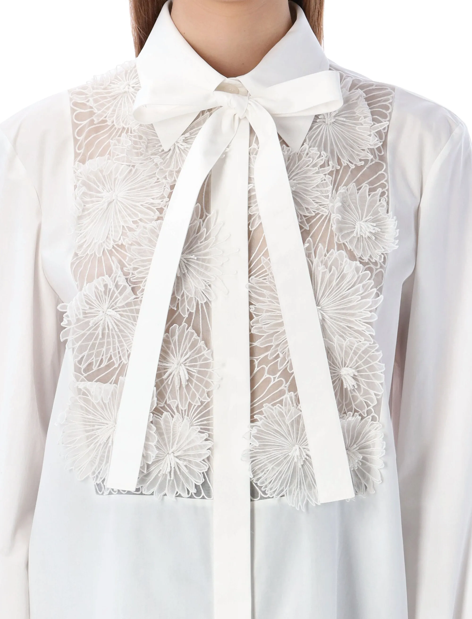 Tie-Front Embroidered Valentino Blouse