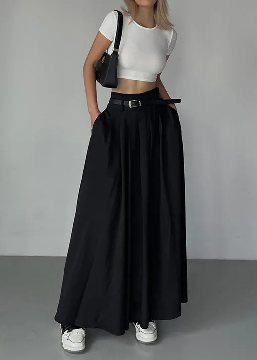 White High Waist Cotton Skirts with Pockets