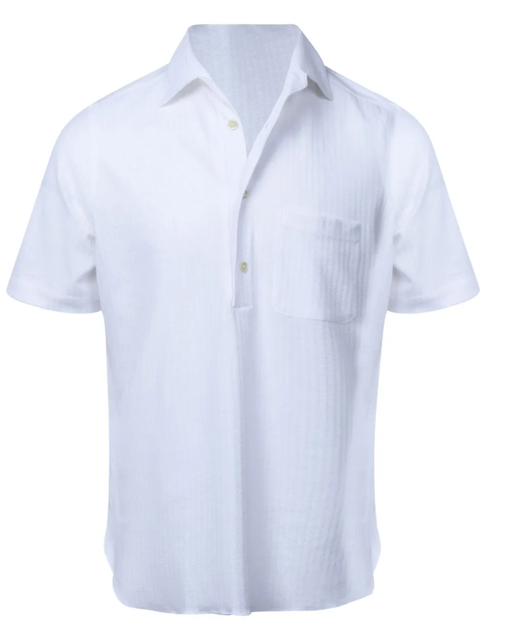 White Piquet Woven Sportshirt