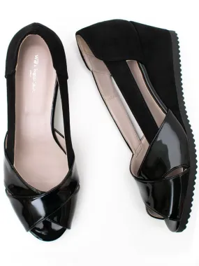 Will's Vegan Store Wedges Peep Toe Black