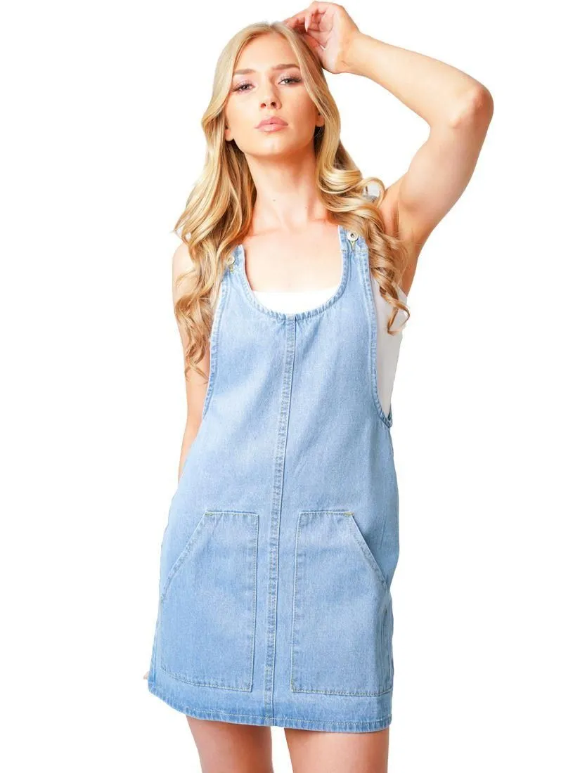 Womens Denim Pinafore Dresses, Sizes 6 to 14