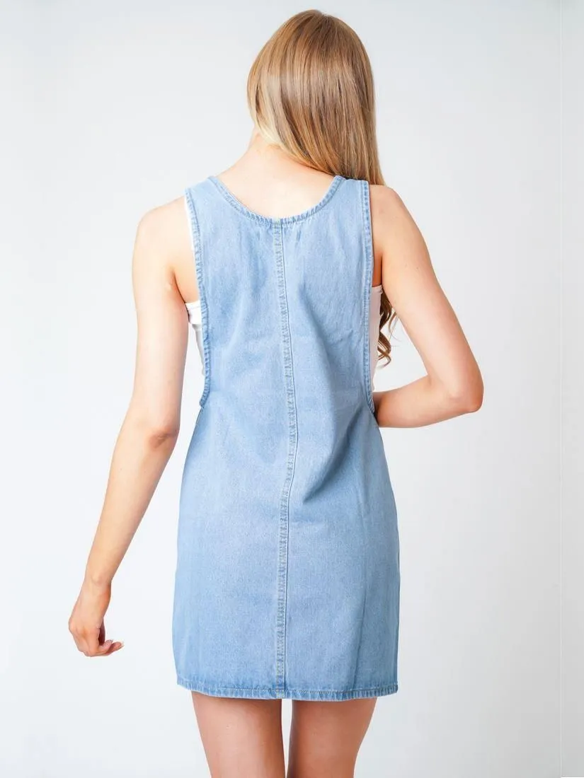 Womens Denim Pinafore Dresses, Sizes 6 to 14