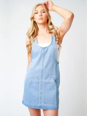 Womens Denim Pinafore Dresses, Sizes 6 to 14