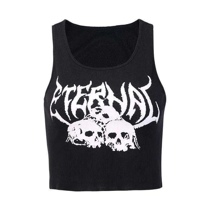 Knitted Tank Tops with Skull Print for Women