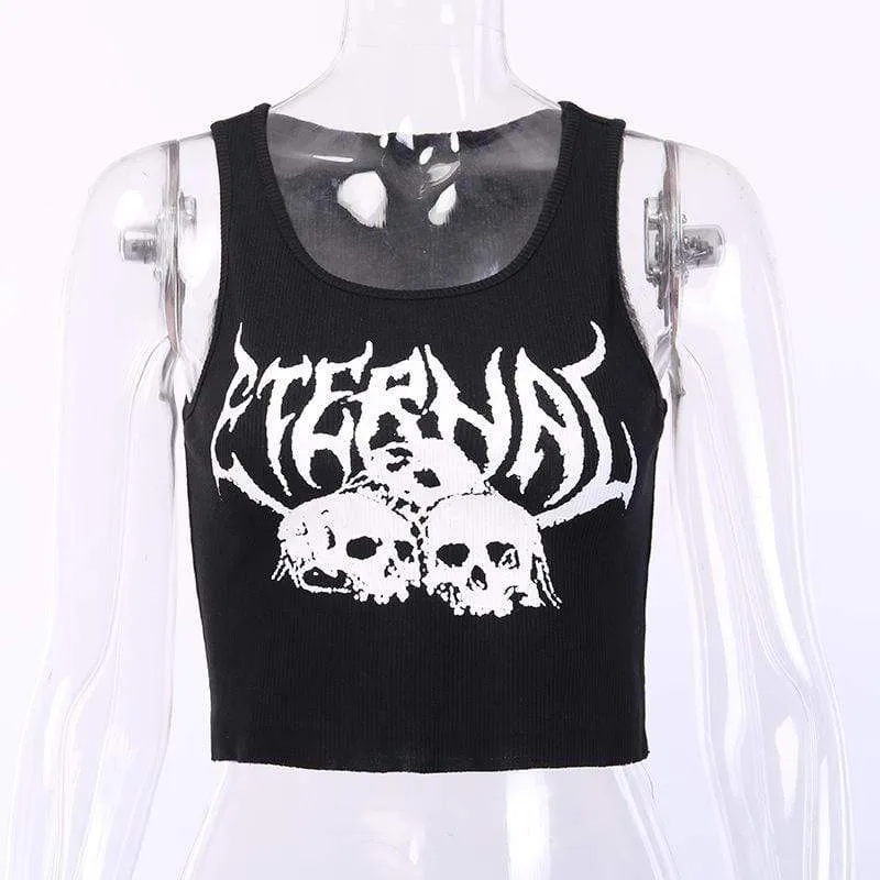 Knitted Tank Tops with Skull Print for Women