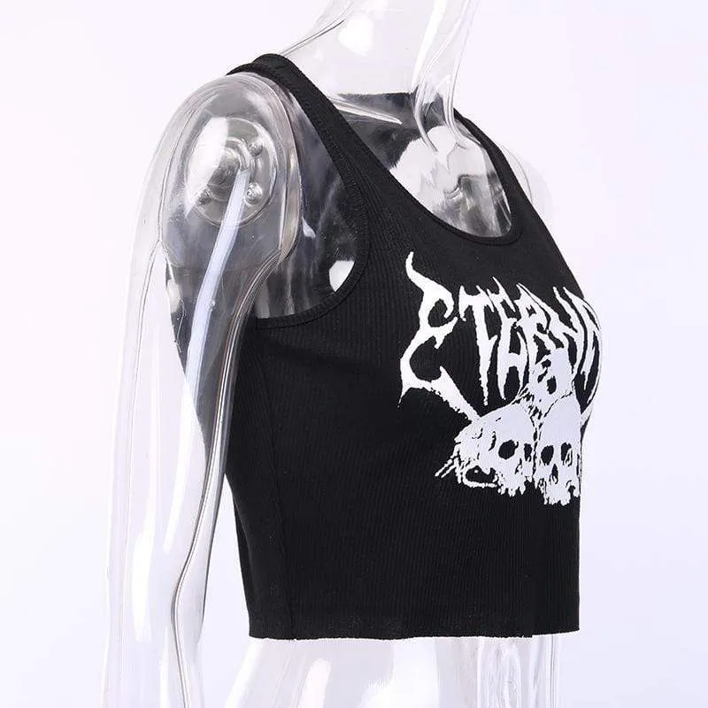 Knitted Tank Tops with Skull Print for Women