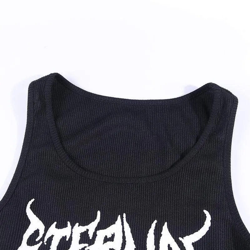 Knitted Tank Tops with Skull Print for Women