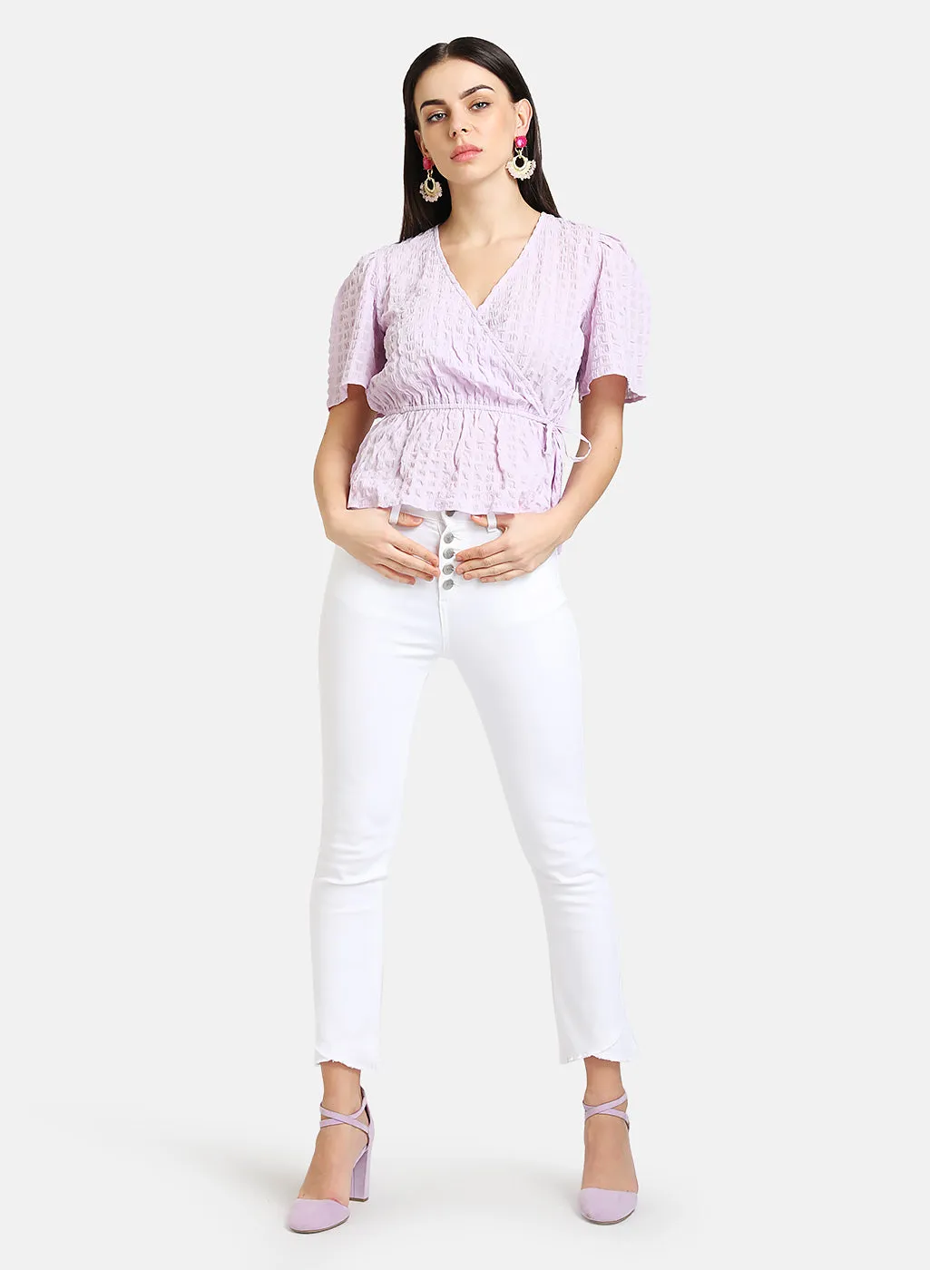 Stylish Puff Sleeve Top With Peplum