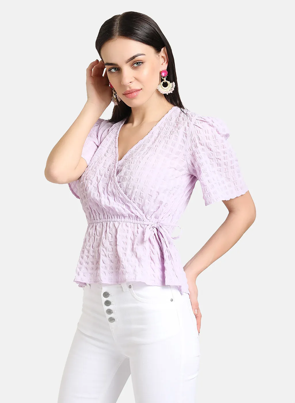 Stylish Puff Sleeve Top With Peplum