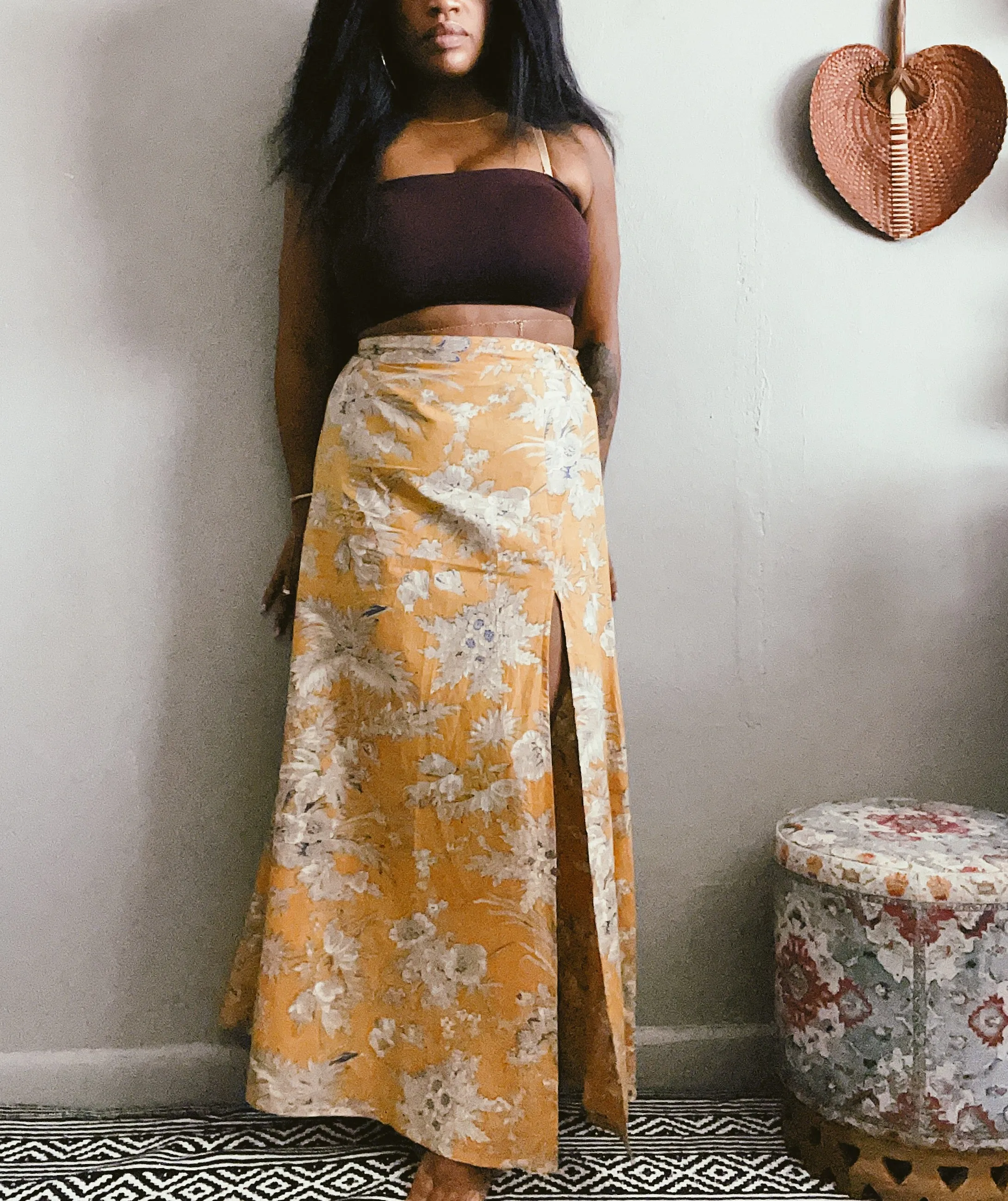 Yellow Skirt With Slit Cotton